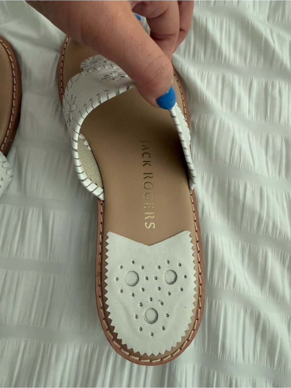 Jack Rogers White Leather Sandal Slide - Women's Size 10 - Picture 2 of 3